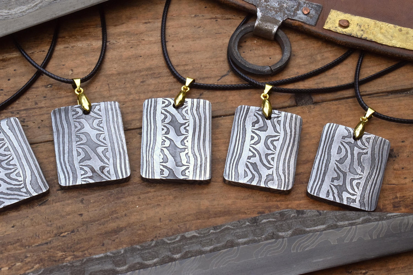 Handcrafted Multi-Bar Forge Welded Pendant – Unique Patterned Necklace from Pitstone Forge Anglo Saxon/Viking