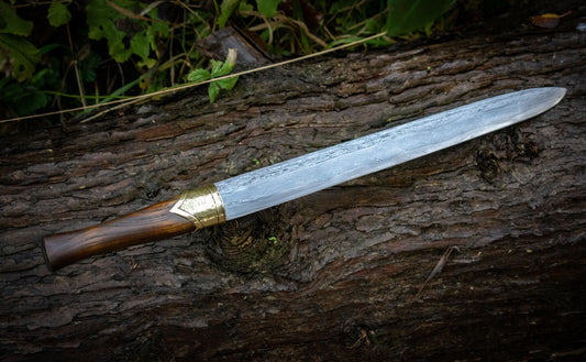 Handcrafted Multi-Bar Forge-Welded Viking/Anglo-Saxon Seax Knife – Historical Reproduction from Pitstone Forge